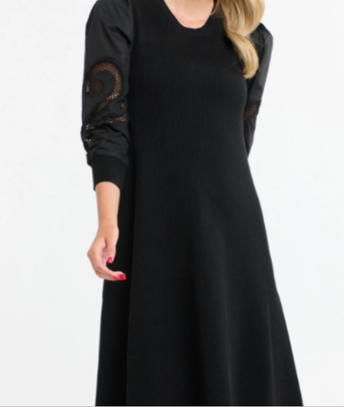 365 DAYS PRISCILLA RIB KNIT DRESS BLACK
