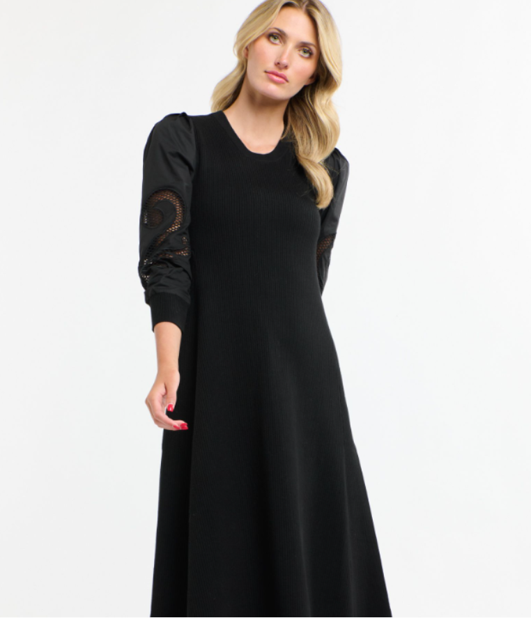 365 DAYS PRISCILLA RIB KNIT DRESS BLACK