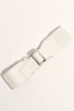 ADORNE RECTANGLE BUCKLE STRETCH BELT WHITE