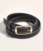 ADORNE THIN CONTRAST STITCH BELT BLACK