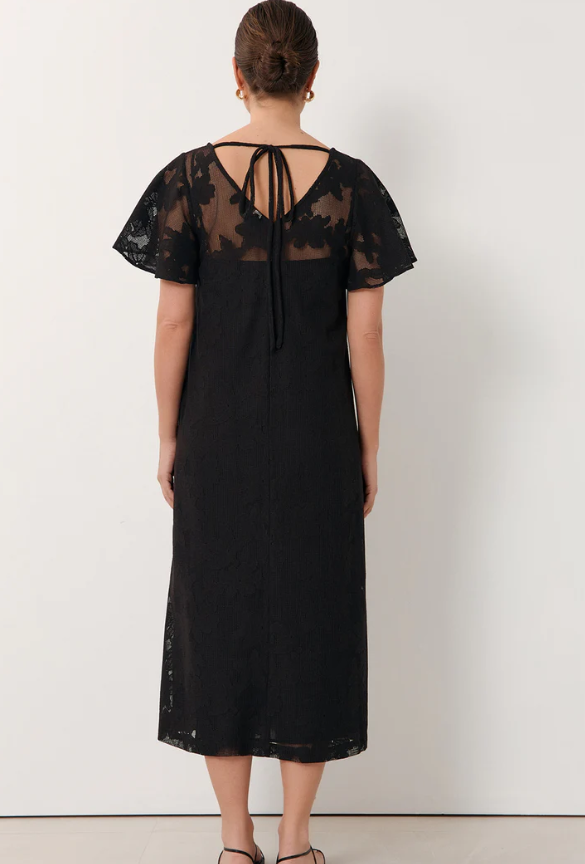 ADORNE HARLOW BLACK MIDI LACE DRESS