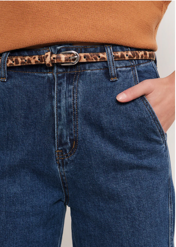 ADORNE THIN LEOPARD PRINT BELT