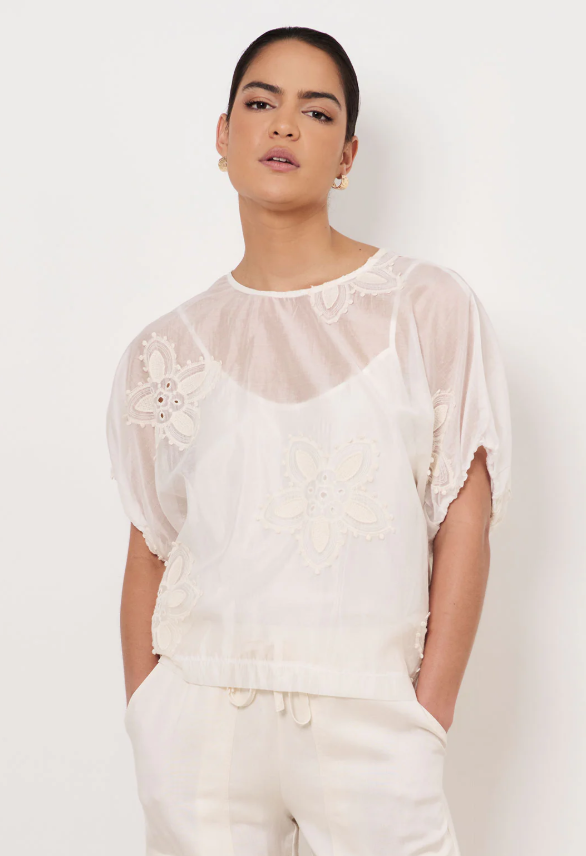 ADORNE PHOEBE APPLIQUE FLOWER TOP