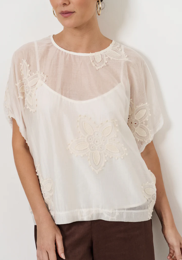 ADORNE PHOEBE APPLIQUE FLOWER TOP