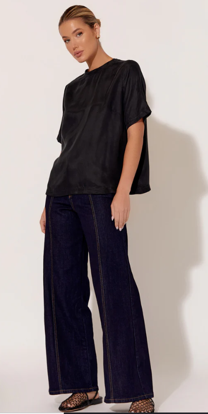 ADORNE ARDEN CUPRO TOP BLACK