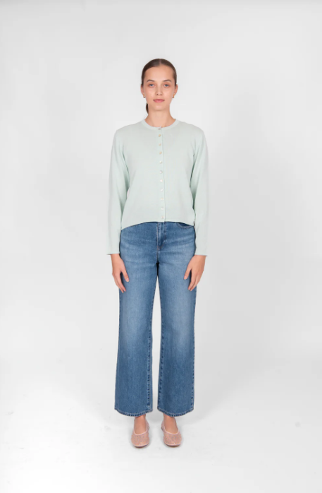 B&L CURVED HEM COTTON CARDIGAN MINT