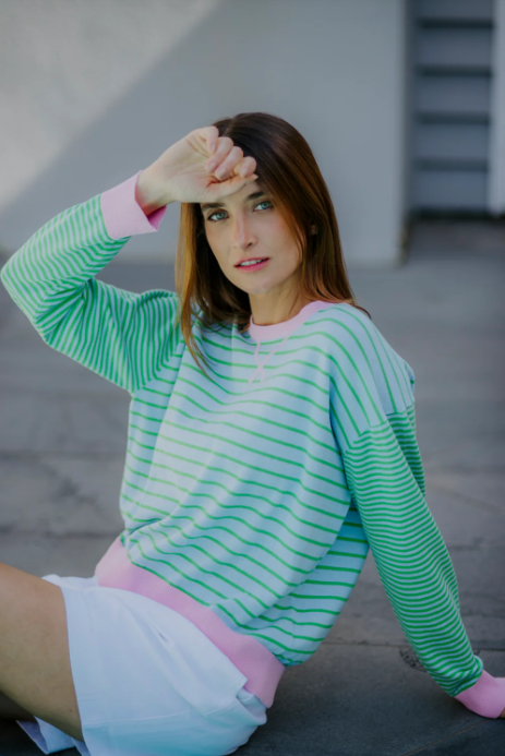 B&L STRIPE PULLOVER WITH CURVED HEM