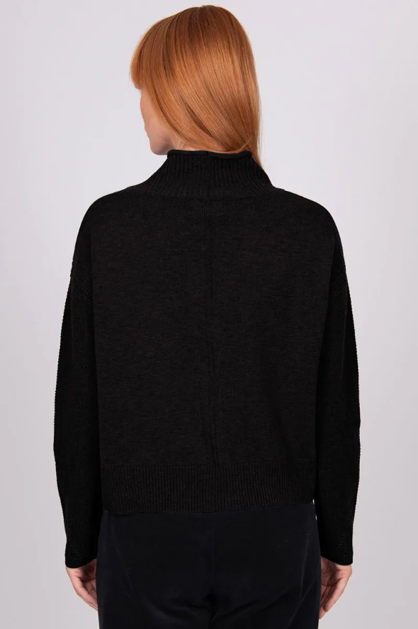 BRIDGE & LORD SHAWL COLLAR CARDI BLACK