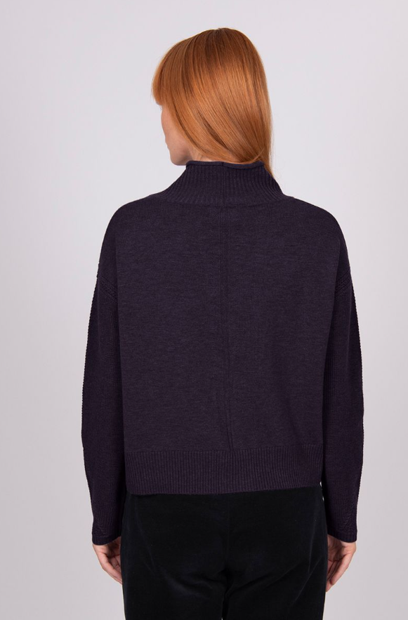 BRIDGE & LORD SHAWL COLLAR CARDI PLUM