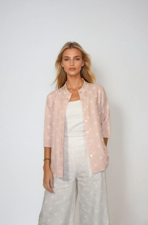 BLUEBERRY LINEN SHIRT DUSTY PINK