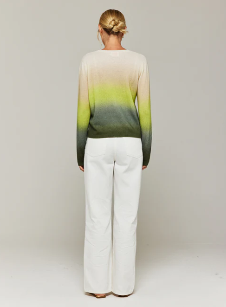 BRODIE CASHMERE CREW BALI PRINT YELLOW