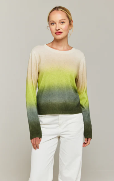 BRODIE CASHMERE CREW BALI PRINT YELLOW
