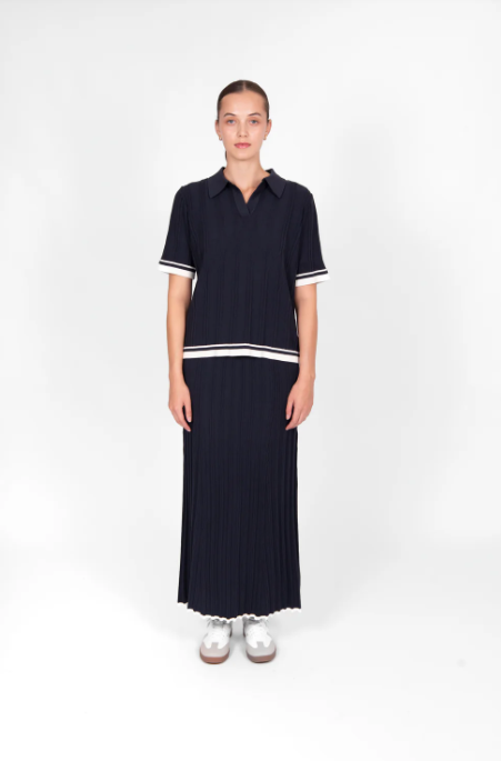 BRIDGE & LORD OPEN POLO WITH TIPPING NAVY/CREAM