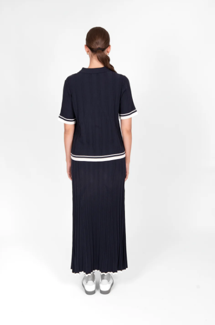 BRIDGE & LORD OPEN POLO WITH TIPPING NAVY/CREAM