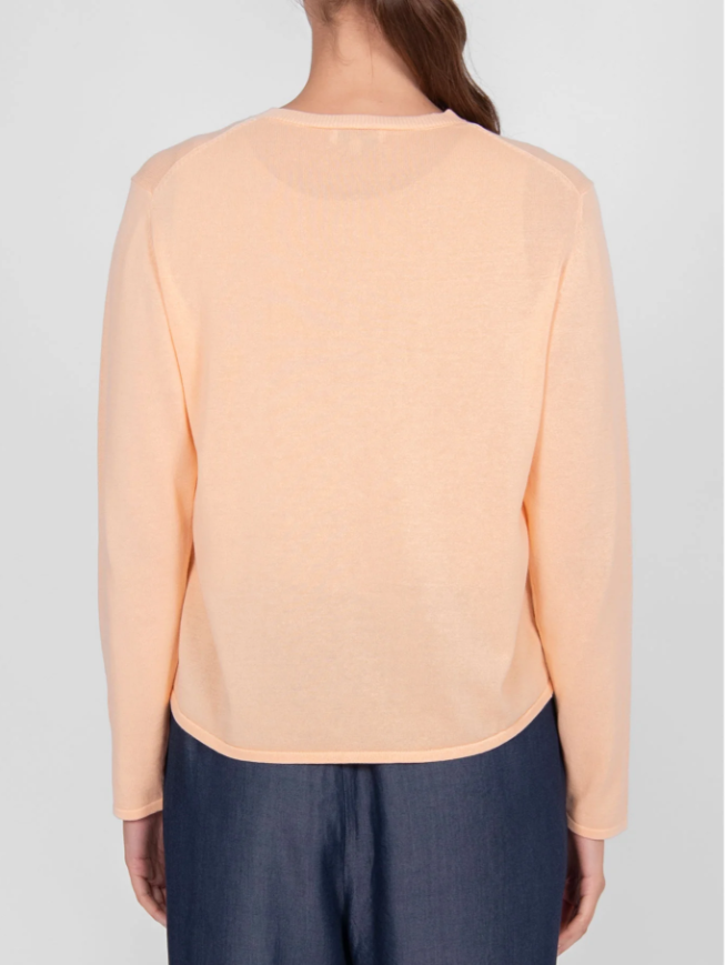 B&L CURVED HEM COTTON CARDIGAN PEACH
