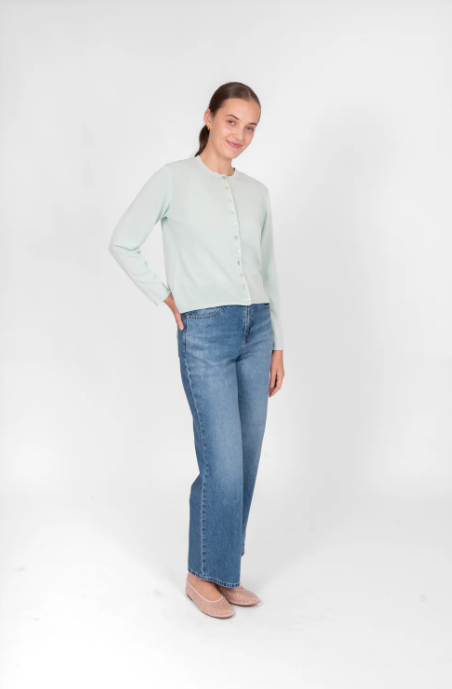 B&L CURVED HEM COTTON CARDIGAN MINT