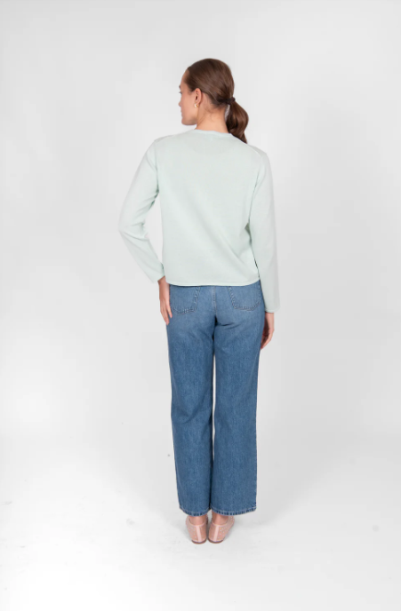 B&L CURVED HEM COTTON CARDIGAN MINT