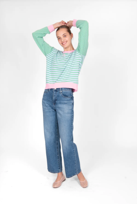 B&L STRIPE PULLOVER WITH CURVED HEM