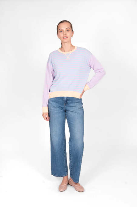 B&L STRIPE PULLOVER WITH CURVED HEM