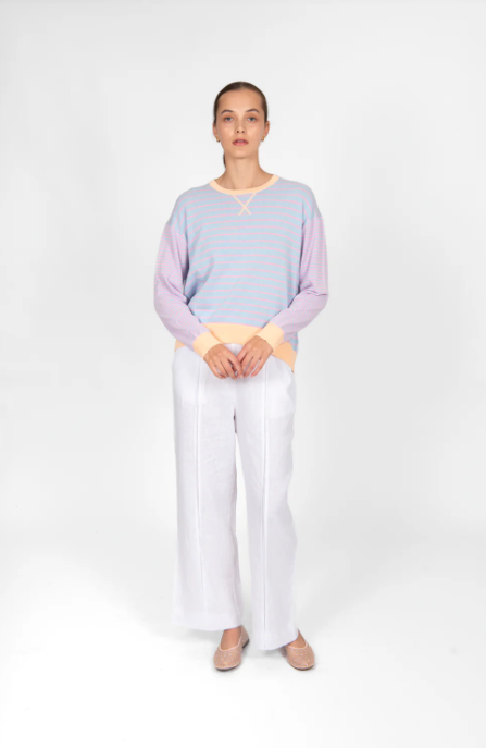 B&L STRIPE PULLOVER WITH CURVED HEM