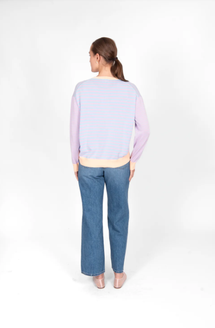 B&L STRIPE PULLOVER WITH CURVED HEM