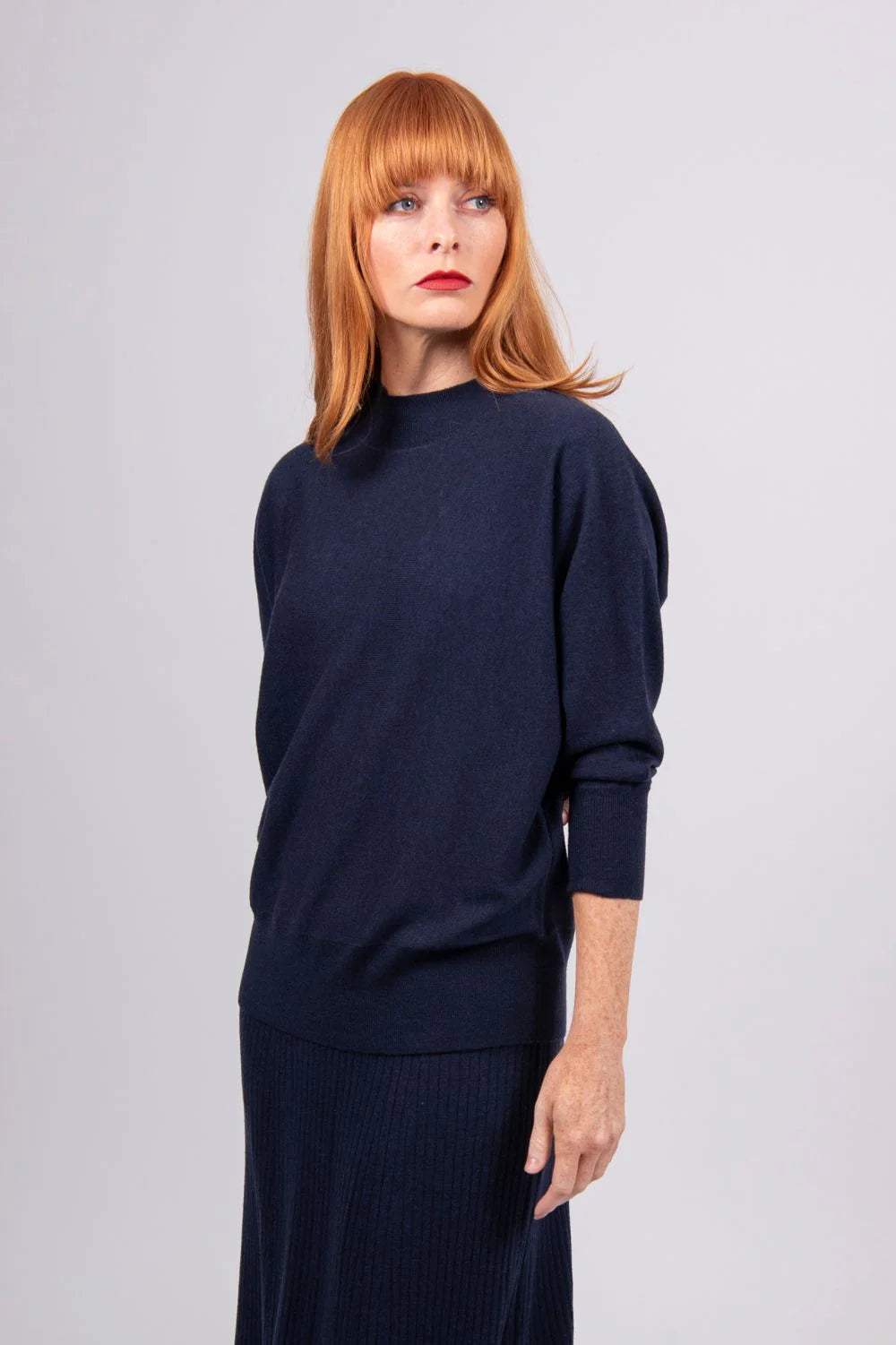 BRIDGE AND LORD DOLMAN 3/4 SLEEVE PULLOVER NAVY
