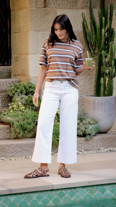 CERES LIFE WIDE LEG CROP JEAN  FRESH ECRU