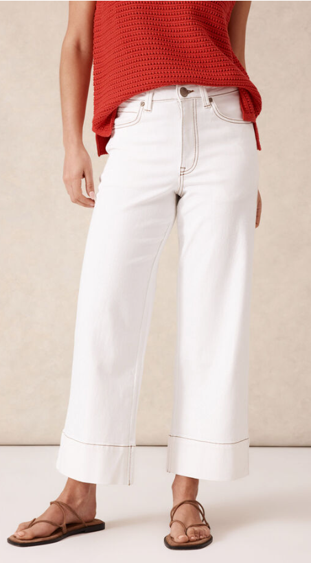 CERES LIFE WIDE LEG CROP JEAN  FRESH ECRU