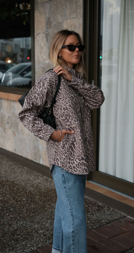 CERES LIFE BOBBI SIDE POCKET SHACKET LEOPARD