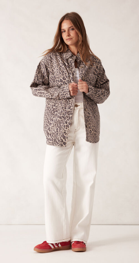 CERES LIFE BOBBI SIDE POCKET SHACKET LEOPARD