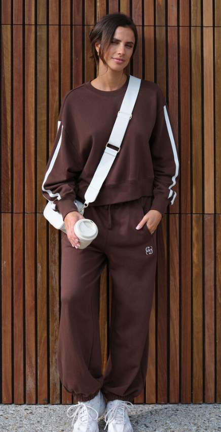 CERES LIFE BOWIE BARREL LEG TRACKPANT CHOCOLATE