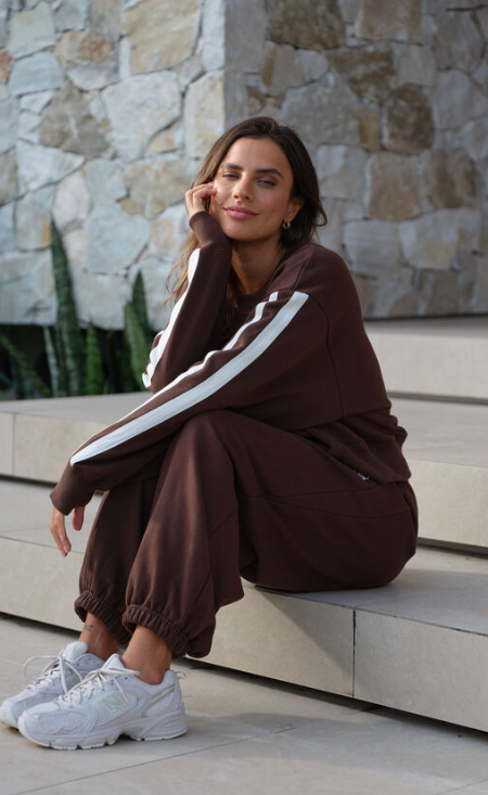 CERES LIFE BOWIE BARREL LEG TRACKPANT CHOCOLATE
