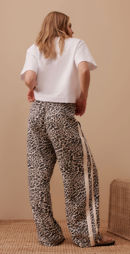 CERES LIFE RELAXED DRAWSTRING PANT/LEOPARD LINEN BLEND