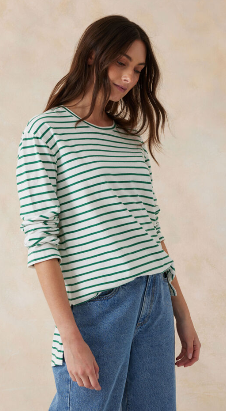 CERES LIFE LONGLINE STEP HEM L/S VANILLA/FERN