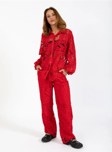 COSTER SCARLET RED LACE SHIRT
