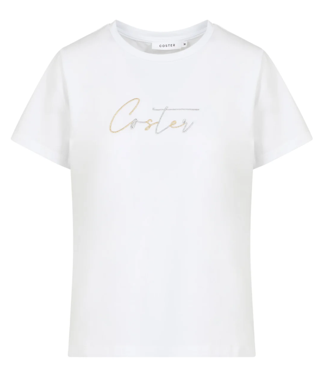 COSTER WHITE T-SHIRT GOLD/SILVER EMBROIDERY