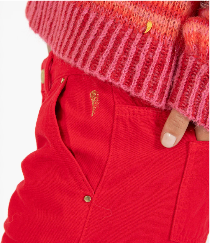 COSTER SCARLET RED RAW EDGE JEANS