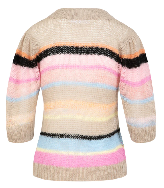 COSTER V-NECK MULTI STRIPE S/S KNIT