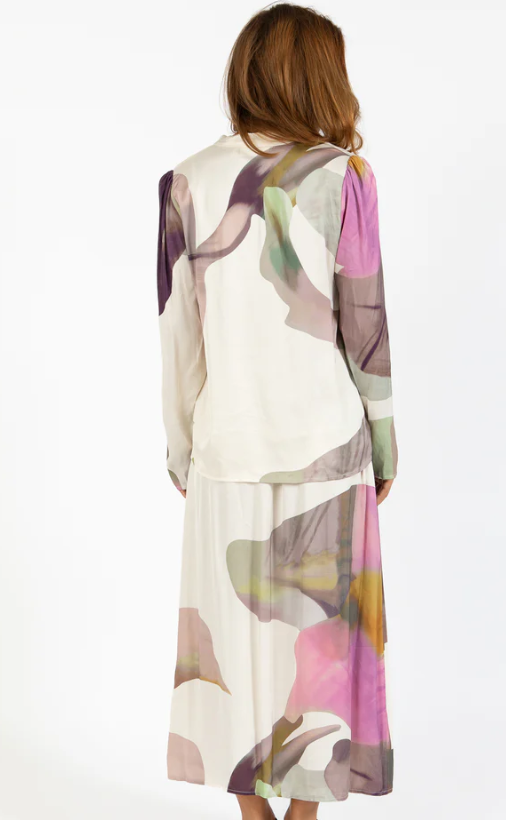COSTER SKIRT WITH LIQUID FLOWER PRINT