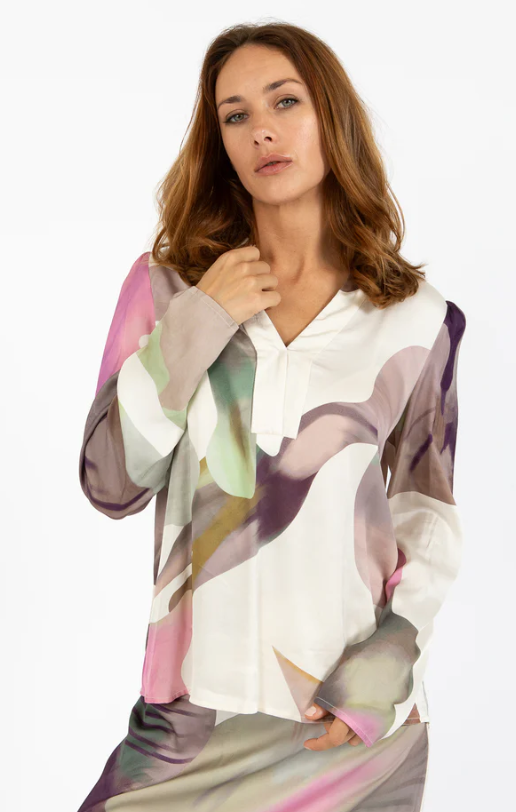 COSTER BLOUSE WITH LIQUID FLOWER PRINT