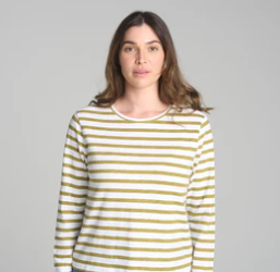 C+P+S RAGLAN PRINTED STRIPE TEE WHITE/MOSS
