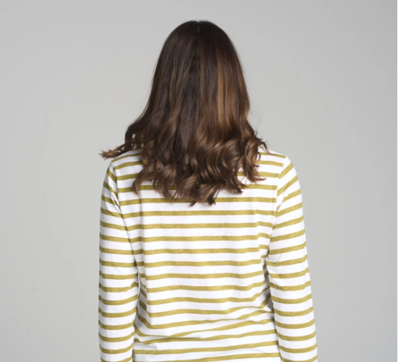 C+P+S RAGLAN PRINTED STRIPE TEE WHITE/MOSS