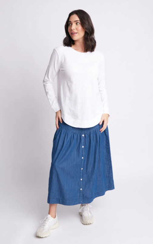 C+P+S  SHAPED HEM TEE WHITE