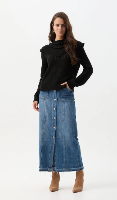 C+P+S RUFFLE  KNIT JUMPER BLACK MAGIC