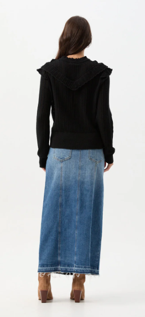 C+P+S RUFFLE  KNIT JUMPER BLACK MAGIC