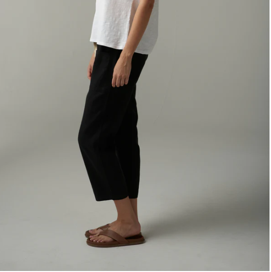 C+P+S BLACK  CROPPED LINEN PANTS