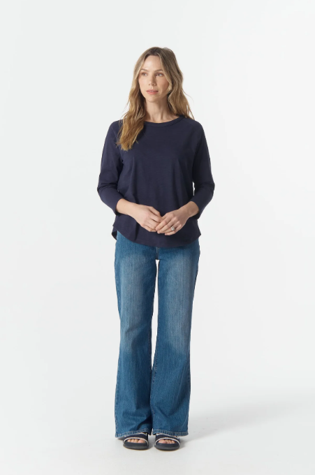 C+P+S RAGLAN 3/4 SLEEVE PARISIAN NAVY COTTON TEE