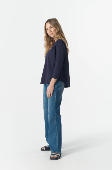 C+P+S RAGLAN 3/4 SLEEVE PARISIAN NAVY COTTON TEE