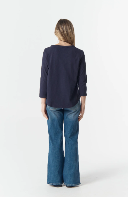 C+P+S RAGLAN 3/4 SLEEVE PARISIAN NAVY COTTON TEE