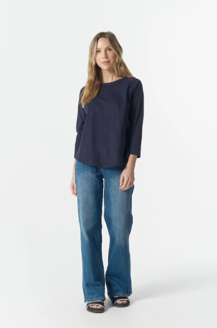 C+P+S RAGLAN 3/4 SLEEVE PARISIAN NAVY COTTON TEE
